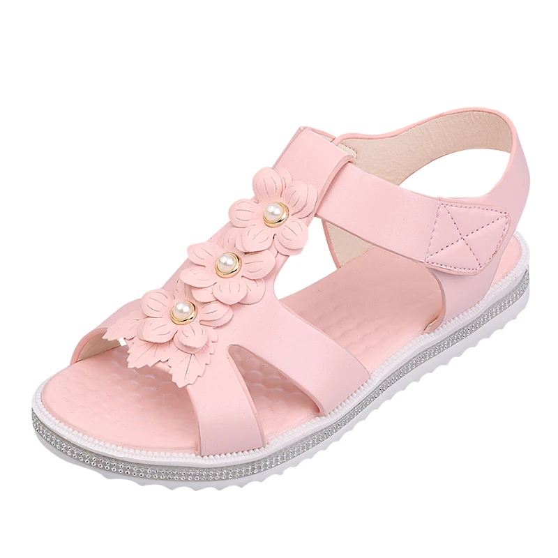 Розовый BeautyFeet/Новинка; женские босоножки в богемном стиле; женские босоножки на платформе с бусинами; пляжные сандалии на застежке-липучке с цветочным узором; женская повседневная обувь - Цвет: Розовый