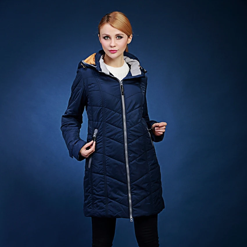Европейская зимняя куртка женская однотонная свободная с капюшоном длинная