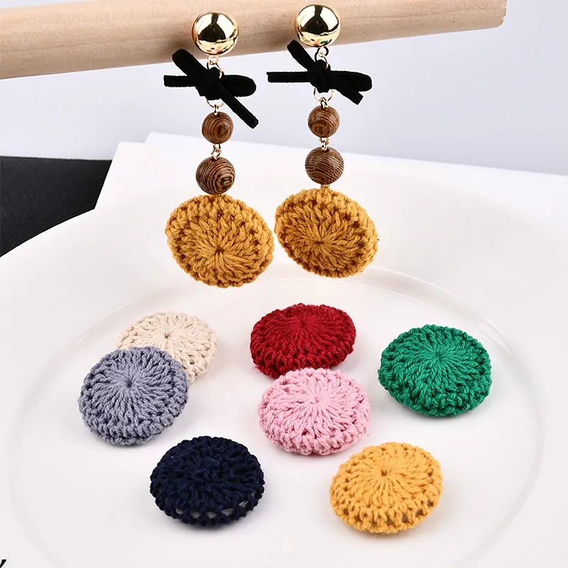 Вязаные вручную шерстяные аксессуары для сережек на осень и зиму корейские