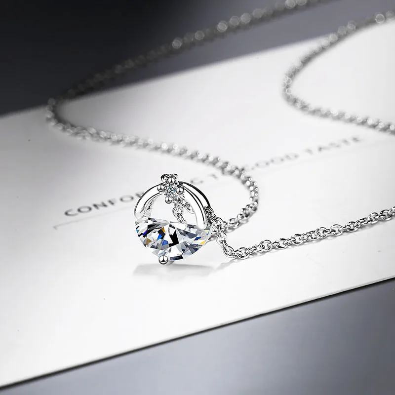 Женское модное ювелирное ожерелье кулон из чистого серебра 925 пробы в Корейском