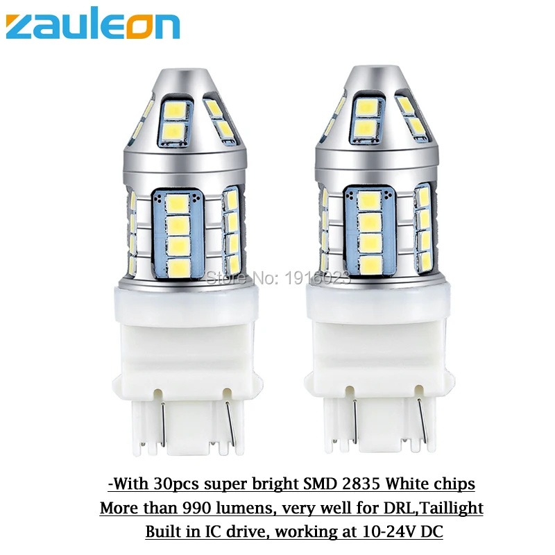 Zauleon 2 шт. T25 3156 3157 P27/7 Вт белый светодиодный авто лампа с 30SMD 2835 чипами для замены