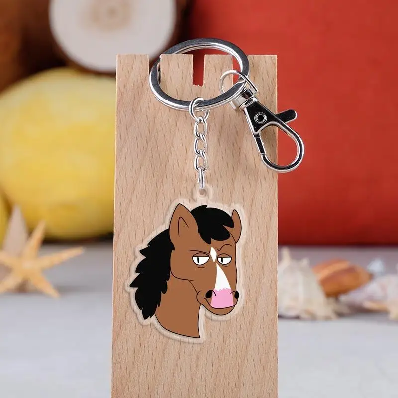 Американский Аниме BoJack Horseman брелоки акриловые мультфильм рисунок Hourse автомобильный брелок держатель брелок для ключей, ювелирные аксессуары подарок