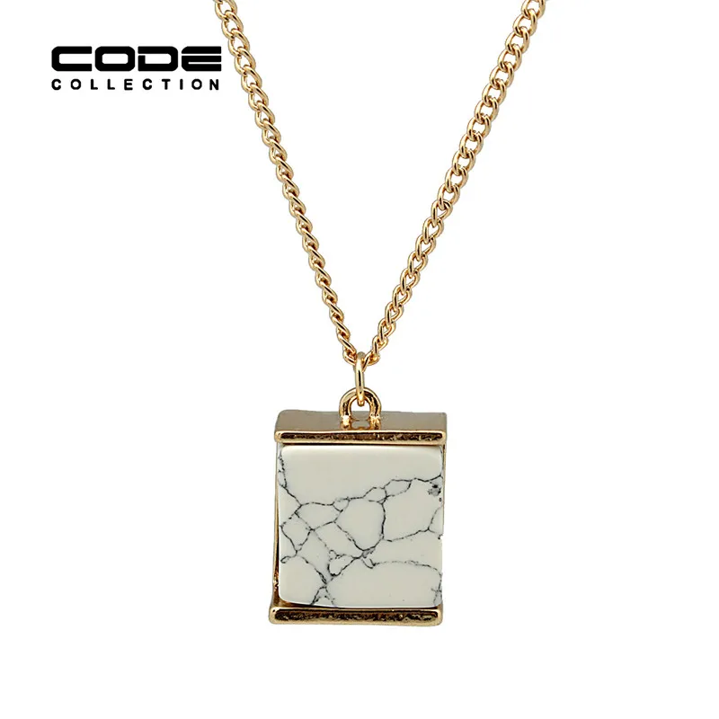 Новый Белый Кулон Модные Мраморность Maxi Ожерелье Природный Камень Женщины Pendule