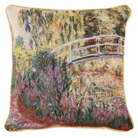 art cushion cover double jacquard knitting throw pillow covers cushion case gold cover cushion claude monet water lilies poppie