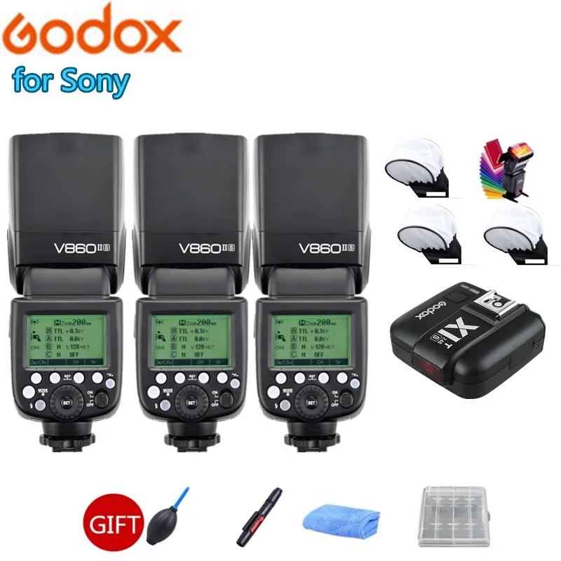 3x Godox Винг V860II S камера Вспышка Speedlite вспышки с литий ионной батареей 2 4 г