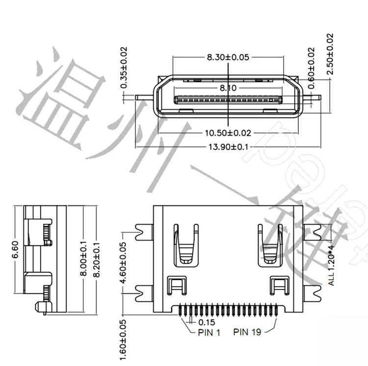 6 шт. осадитель короткий корпус Mini-hdmi 19pin Тип C для ноутбука интерфейсная База