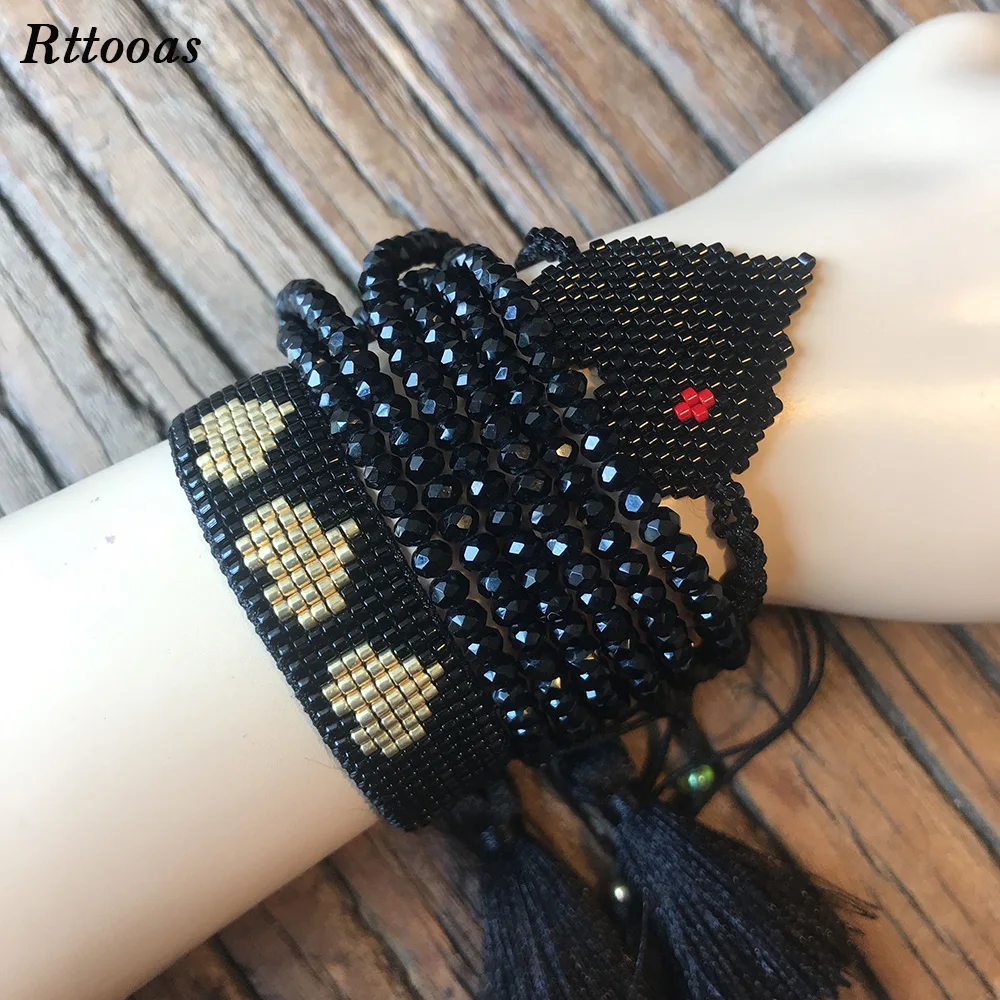 Rttooas Любовь Сердце браслет дружбы ручная работа MIYUKI хрустальные бусины кисточкой
