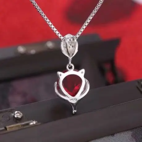 Ожерелье из серебра S925 пробы с изображением лисы персика милой девушки