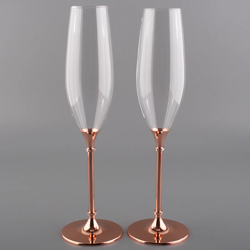 Модный металлический Кубок украшенный бокалы под шампанское на свадьбу Набор