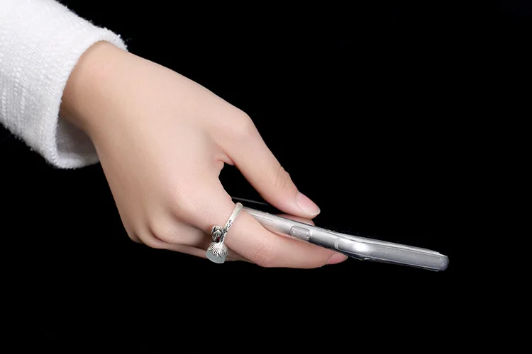 

KJJEAXCMY boutique jewelry S925 Sterling Silver Antique inlaid and jade white jade rose lady's open ring finger ring