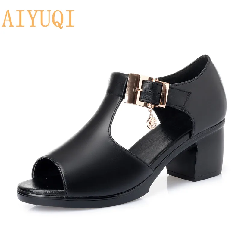 

AIYUQI Woman Gladiator Sandals New 2021 High Heel Women Sandals Genuine Leather Plus Size Fashion Shoes Summer Footwear
