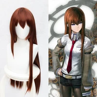 anime steins gate makise kurisu christina assistant auburn wigs 100cm 1m long straight synthetic hair cosplay wig wig cap