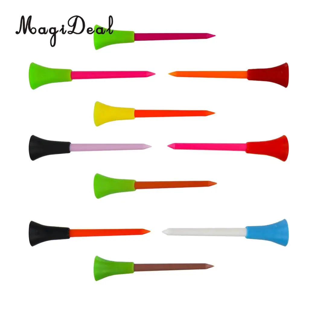 10 шт. Ти для гольфа Пластик мяч ногтей с резиновой верхушкой тройник 70/56 мм |