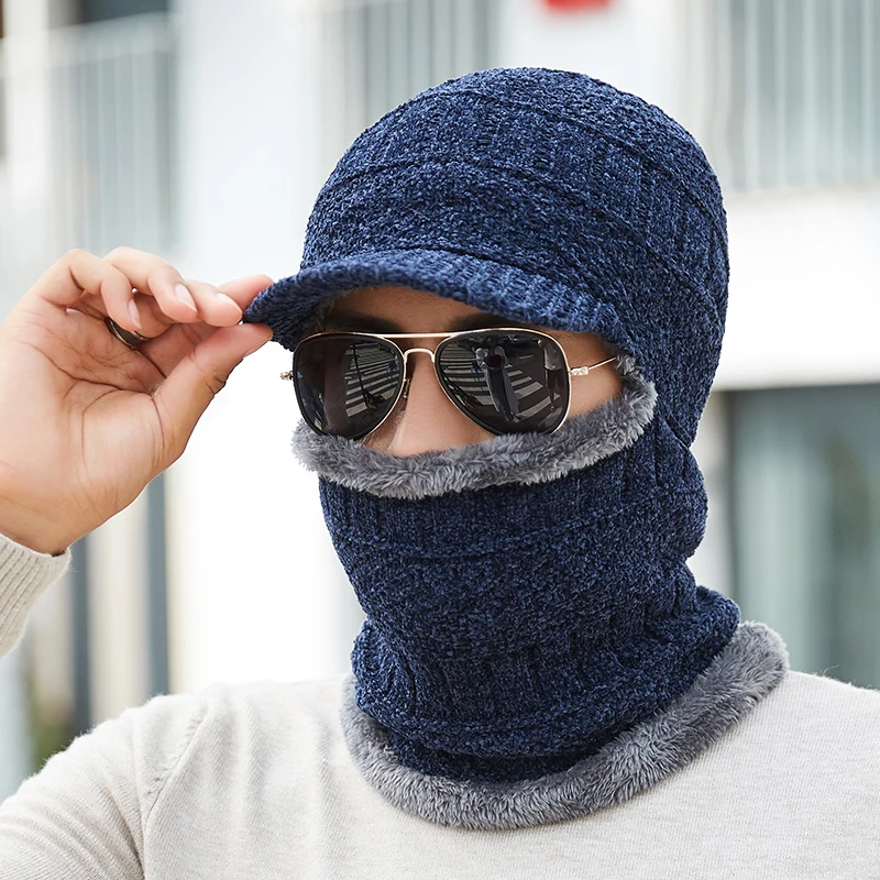 Головные уборы Skullies шапки бини зимняя вязаная шапка с Для мужчин шарф зимние
