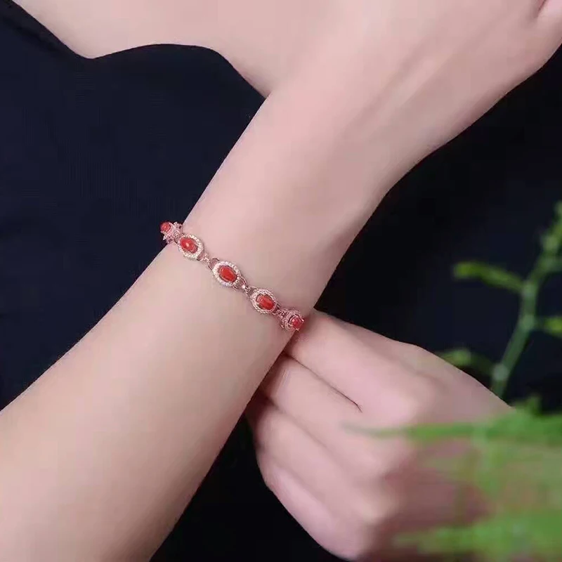 Классический браслет с драгоценными камнями 6 шт. из натурального кораллового