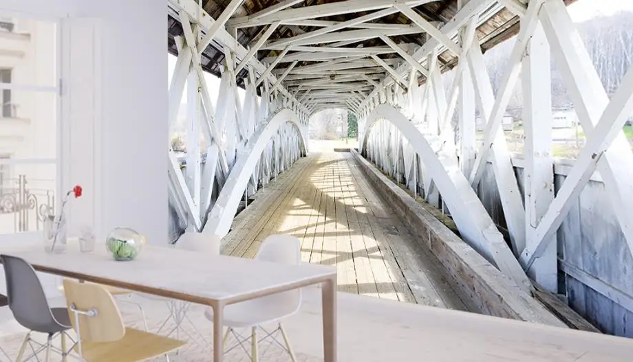 3D Креативные обои 3d стереоскопический мост Европейский стиль бар ТВ диван офис