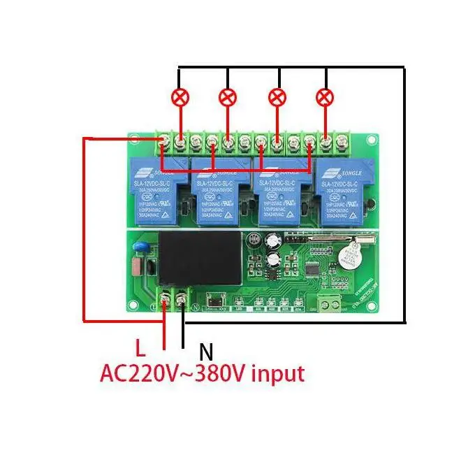 AC220 V 380V 4CH RF беспроводной пульт дистанционного управления приемник передатчик