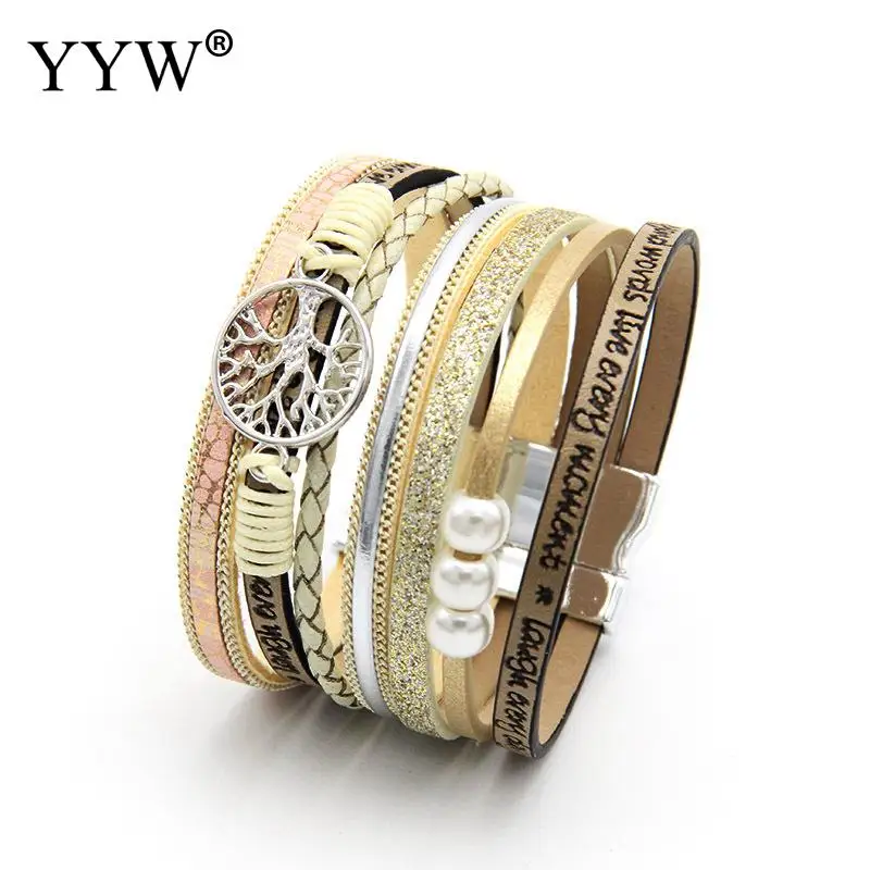 Женский кожаный браслет Pulseras Mujer Tree Of Life широкий обруча в богемном стиле 2019 |