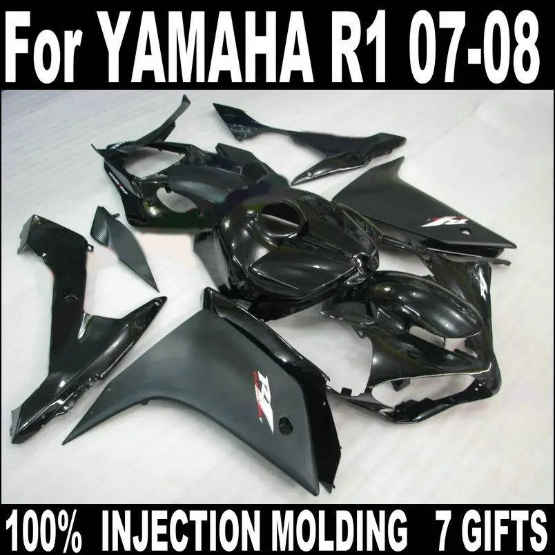 Полный комплект обтекателей Обтекатели пресс форм ABS для YAMAHA R1 2007 2008 черный YZF 07 08