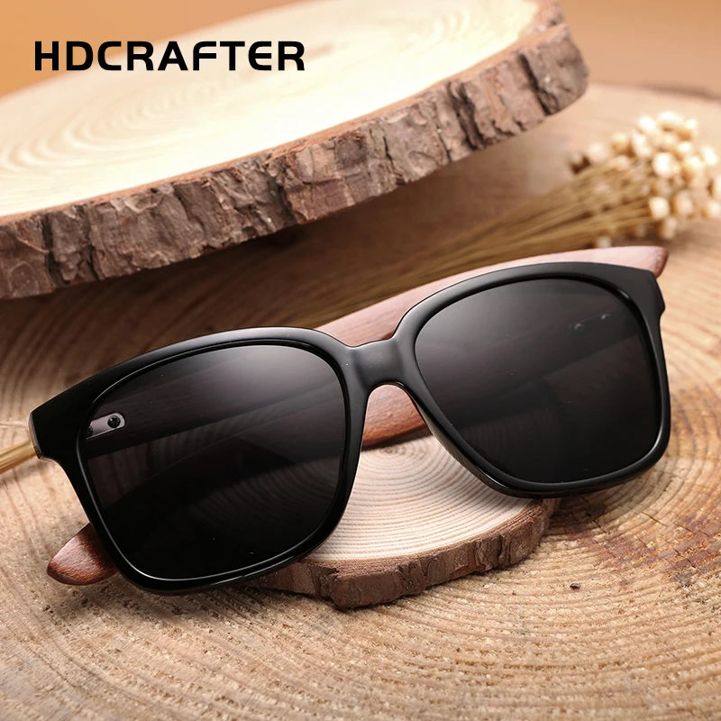 Солнцезащитные очки HDCRAFTER Мужские поляризационные бамбуковые брендовые