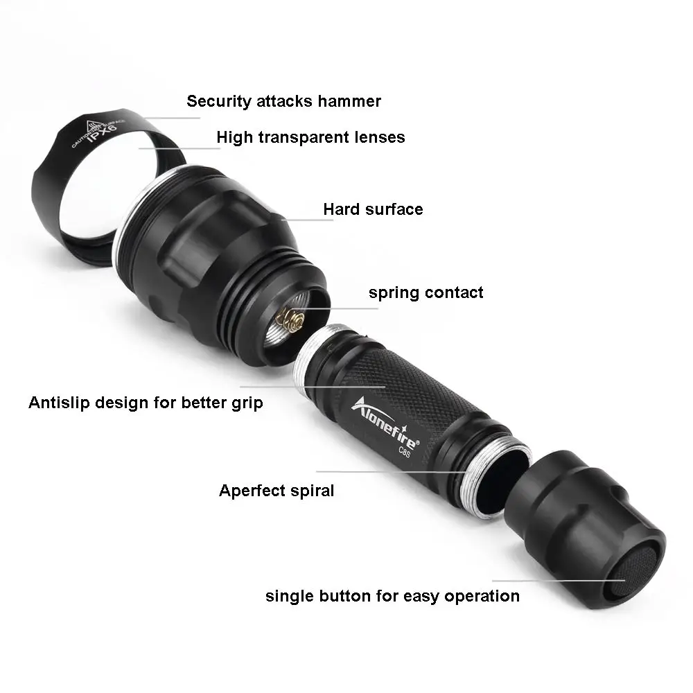 Светодиодный тактический фонарик AloneFire C8 CREE XM L2 T6 фонарь для охоты страйкбола