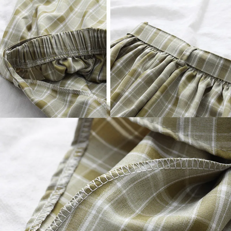 

High Waist Casual Plaid A-line Skirt Women Clothes 2020 Summer Casual Pleated Kawaii Korean Vintage Belt Midi Long Skirt B065