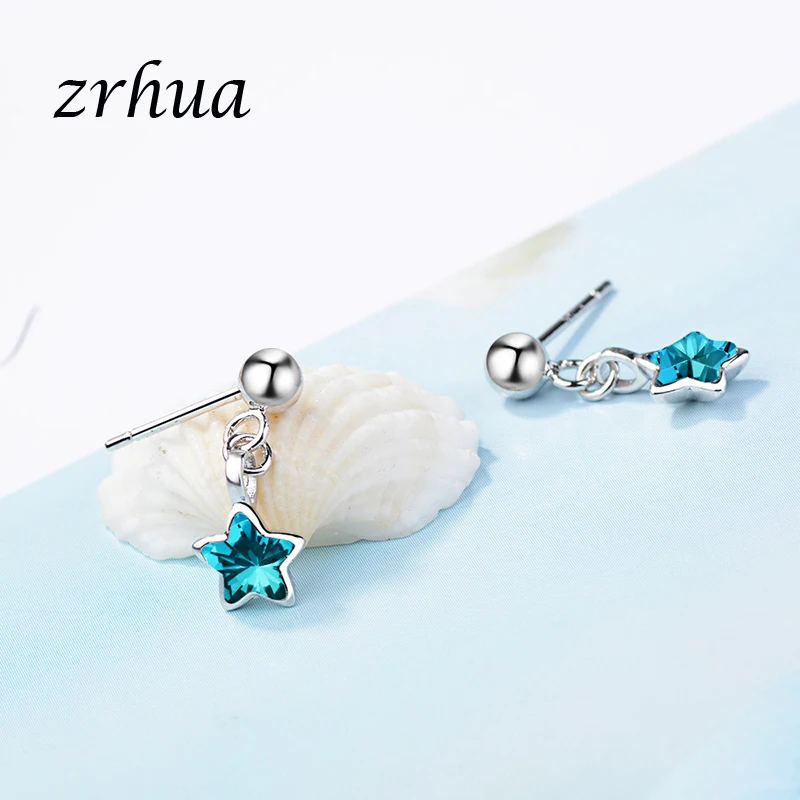 ZRHUA 2020 новые стильные винтажные синие звезды Роскошные висячие серьги с