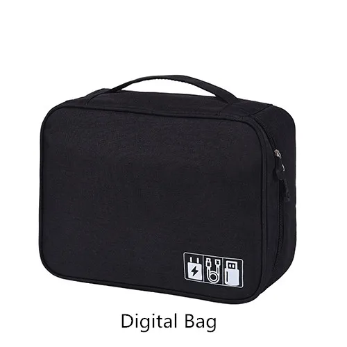 Black A Cable Bag Дорожная косметичка для туалетных принадлежностей, чехол для гардероба, органайзер, кабель, провод, чехол, нижнее белье, обувь на молнии, для хранения багажа, аксессуары - Цвет: Black A Cable Bag