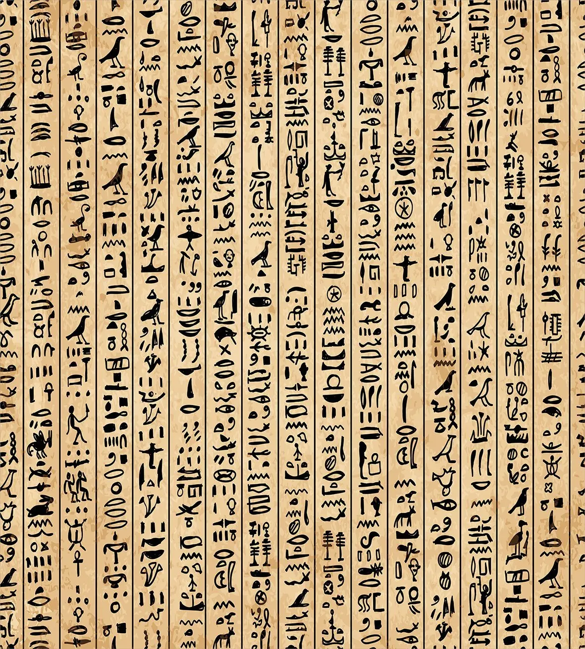 Египетский пододеяльник, набор древних иероглифов гранж узор на полосах Archeology История Язык Декор постельных принадлежностей коричневый