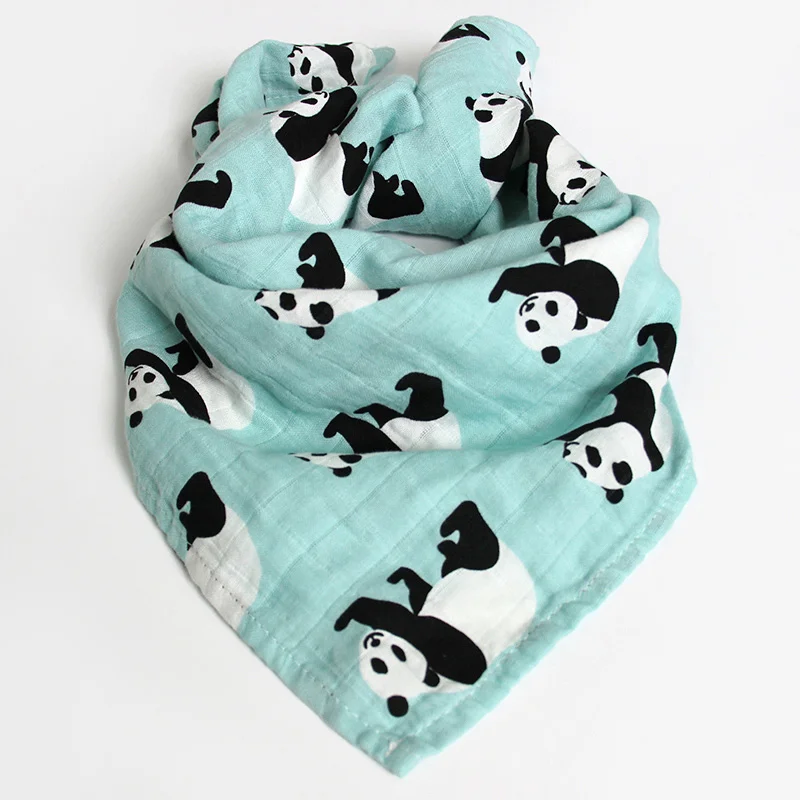 Panda Хлопковое детское полотенце, Детские муслиновые одеяла 60x60 см, супер мягкий нагрудник для новорожденных, Двухслойное Марлевое банное полотенце, детский шарф - Цвет: Panda