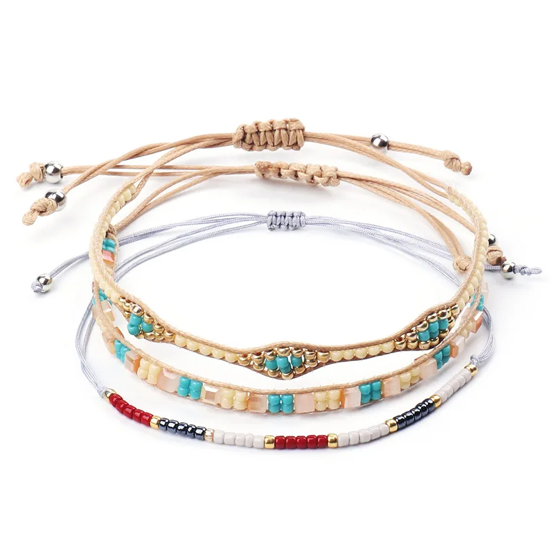 

3 PCS/Set Bohemia MIYUKI Beads Bracelet Bangle Set For Women Adjustable Charm Ethnic DIY hand Jewelry Gift DropShipping