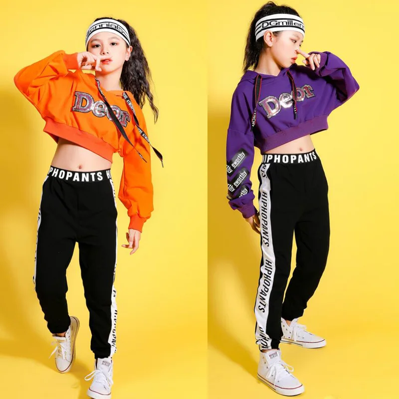 

Костюмы для бальных танцев для девочек, джазовые танцевальные костюмы, майка с капюшоном, топы, куртки для детей и взрослых, танцевальная од...