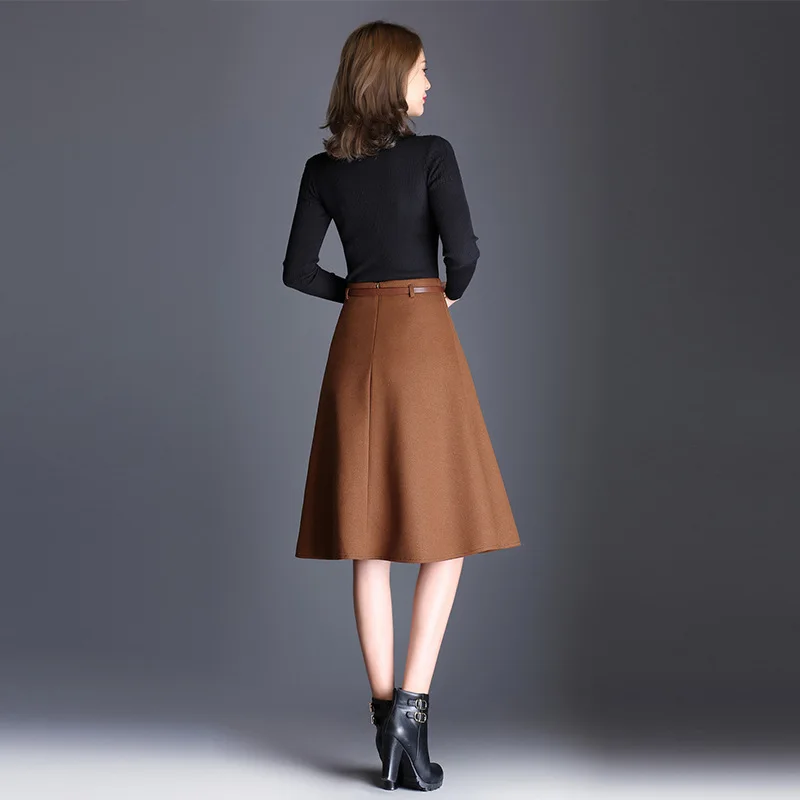 Женская шерстяная юбка LXMSTH тонкая средней длины с высокой талией большие размеры