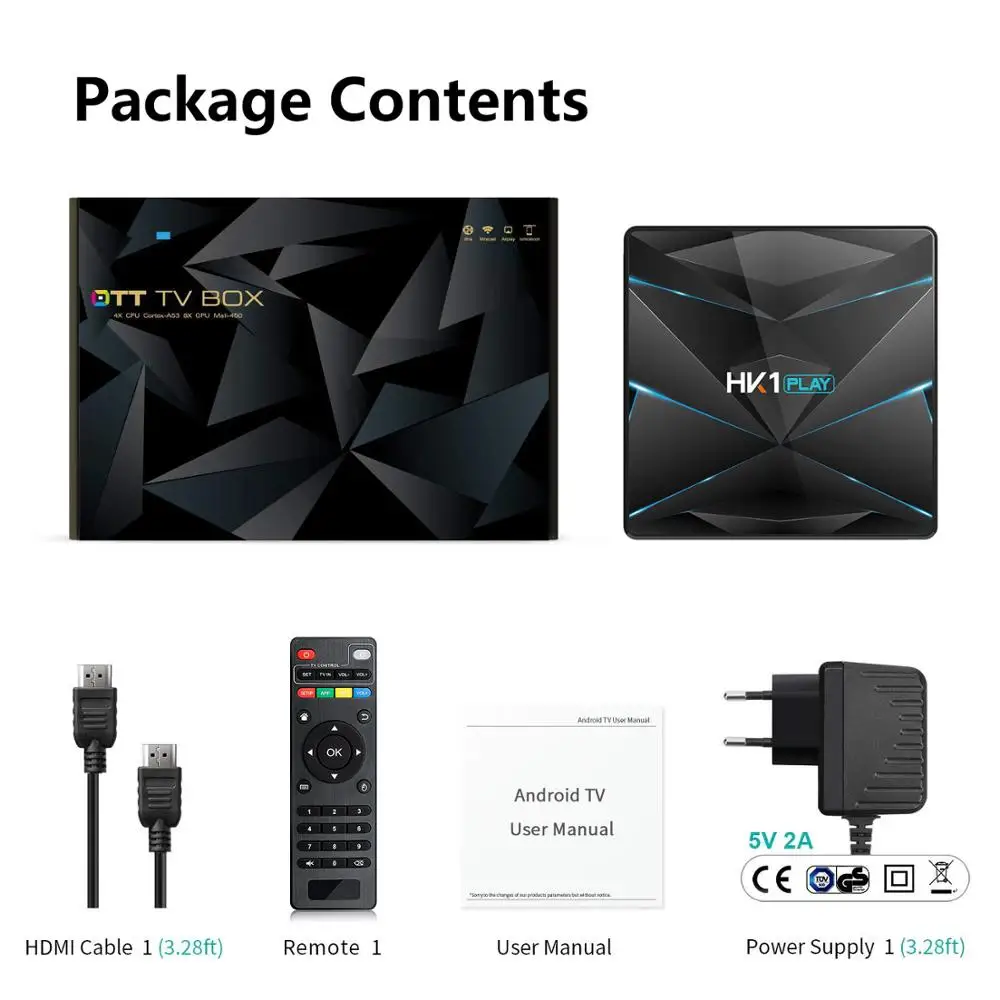 Смарт ТВ-приставка XGODY HK1 PLAY Android 9 0 Amlogic S905X2 Четырехъядерный 4 ГБ 32 ГБ/64 2 4G/5G двойной