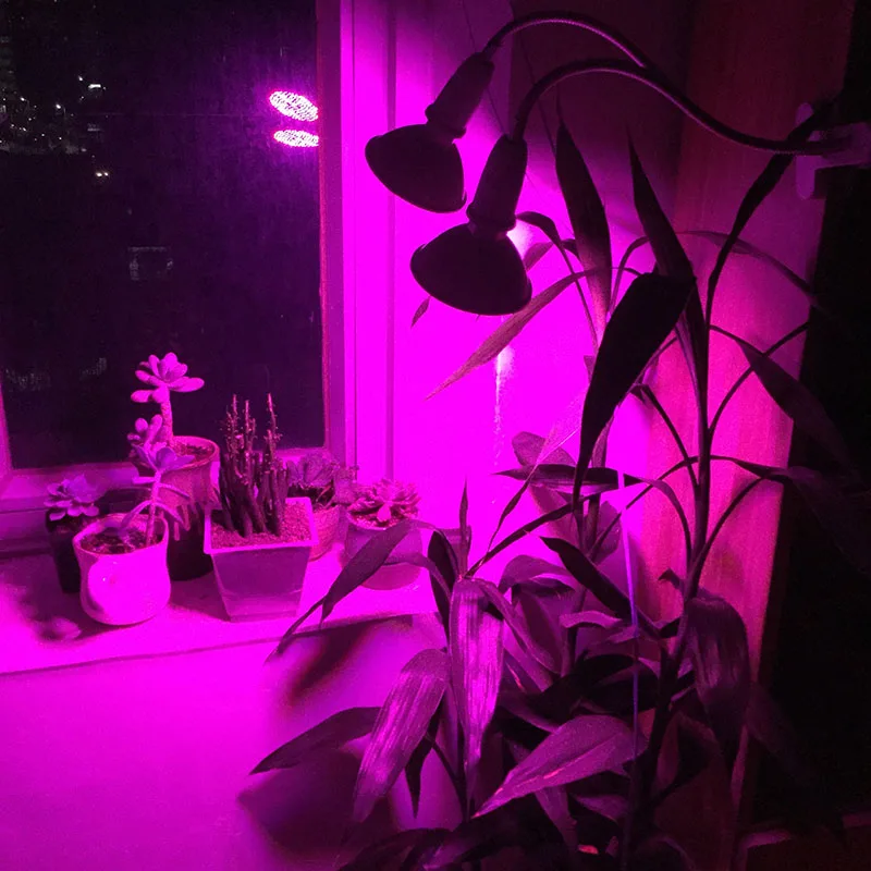 

Full spectrum Dual Head 200 LED Plant Flower Grow Light Lamp red blue UV IR Lights clip for Veg Indoor E27 Green house