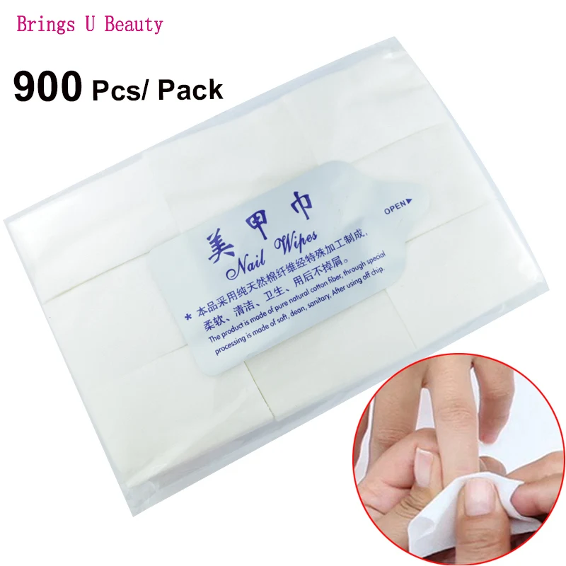 

900PCS/Package Hot Sale Nail Tools Bath Manicure Gel Nail Polish Remover Lint-Free Wipes 100% Cotton Napkins For Nails