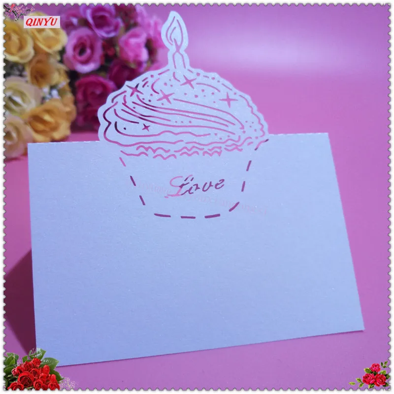 Новинка 2018 г. Лидер продаж карточки для стола с надписью Love торт 50 шт. Pearlscent именем