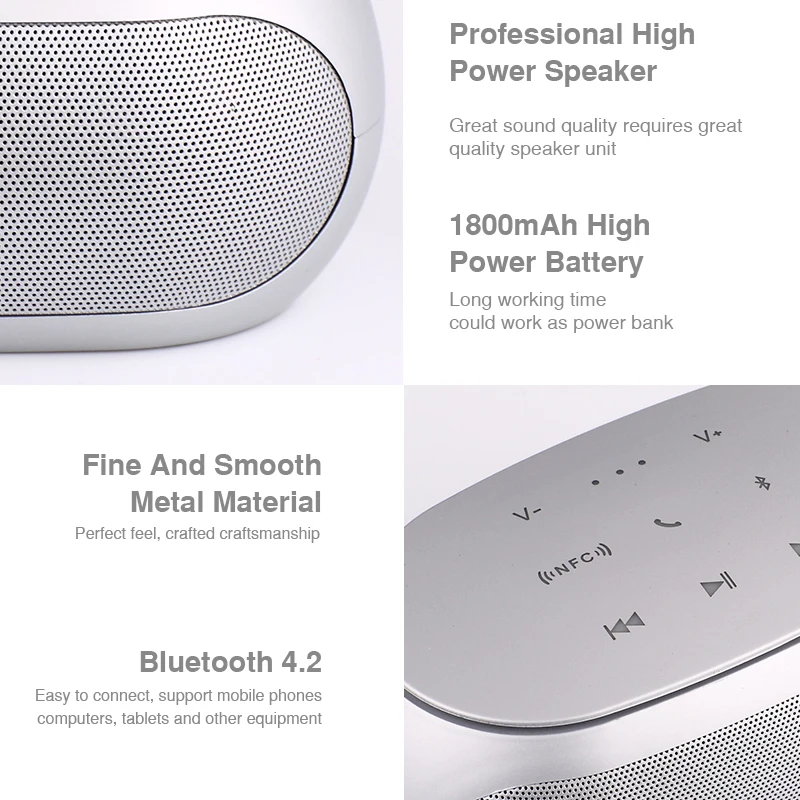 Сенсорный Bluetooth динамик беспроводной 3D цифровой Бас Звук NFC 25 м портативный