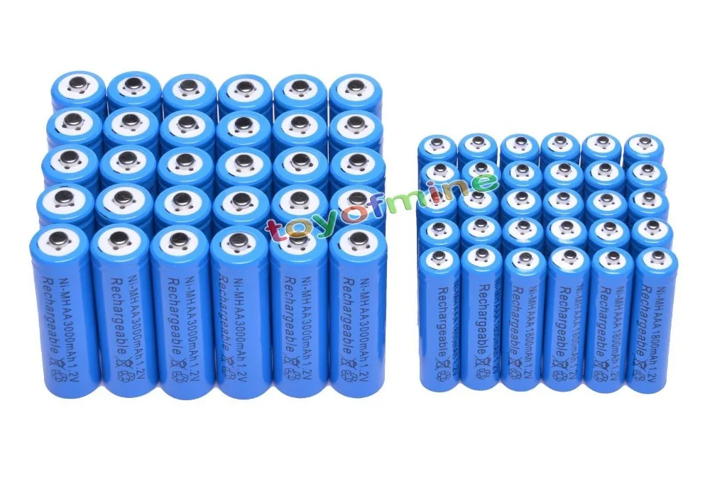 

30x AA + 30x AAA 1.2V 1800mAh 3000mAh NiMH Blue Rechargeable Battery Cell