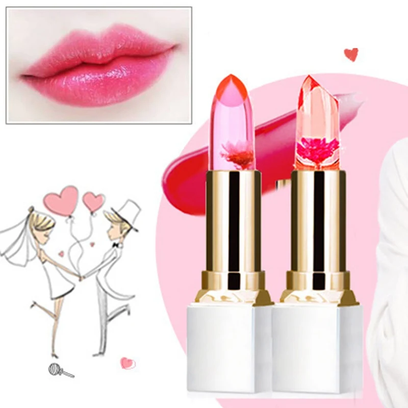 Прозрачный натуральный красный Lip Stick Температура Цвет изменить длительный увлажняющий крем цветок желе помады макияж