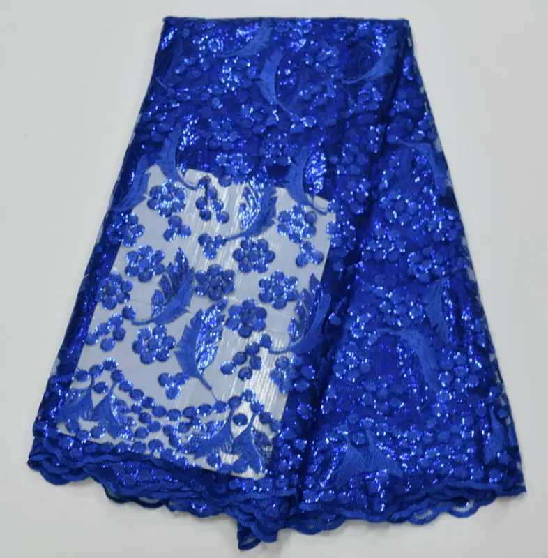 

African Tulle Lace Fabric With Sequins Royal blue / Yellow / Fushia /White African French Lace Fabric High Quality Organza Lace
