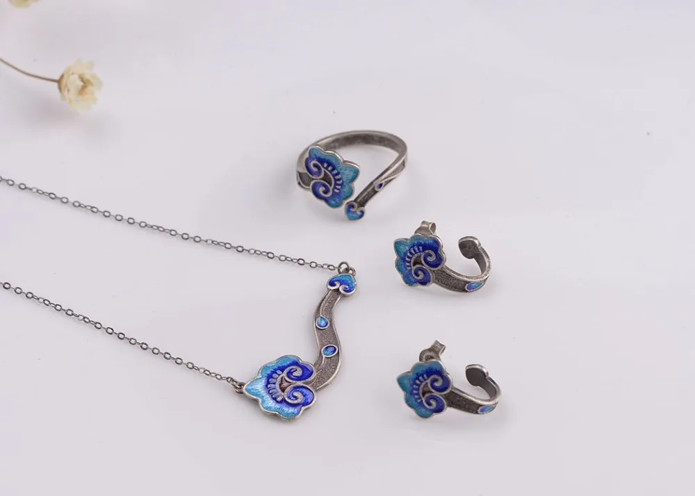 BALMORA cloisonné-набор стильной бижутерии для женщин леди любовник кольцо для серьг и ожерелья набор нежных ретро ювелирных изделий SY22270