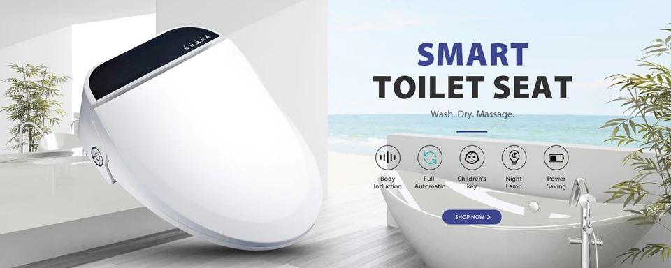 Ecofresh Smart toilet seat Elongate Electric Bidet cover heat led light wash dry massage man woman child oldman