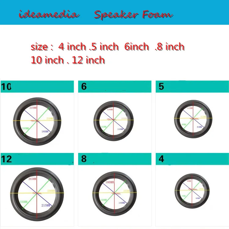 10 pcs 4 inch to 12 Speaker Foam Side bass loudspeaker repairable part Fold the rim circle | Электроника