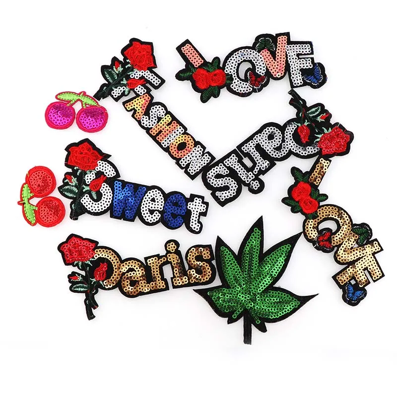 1Pc ЛЮБОВЬ ПАРИЖ Веселые Пайетки Наклейки на Железо Вышитые Значки Аппликация для Одежды Швейные Инструменты.