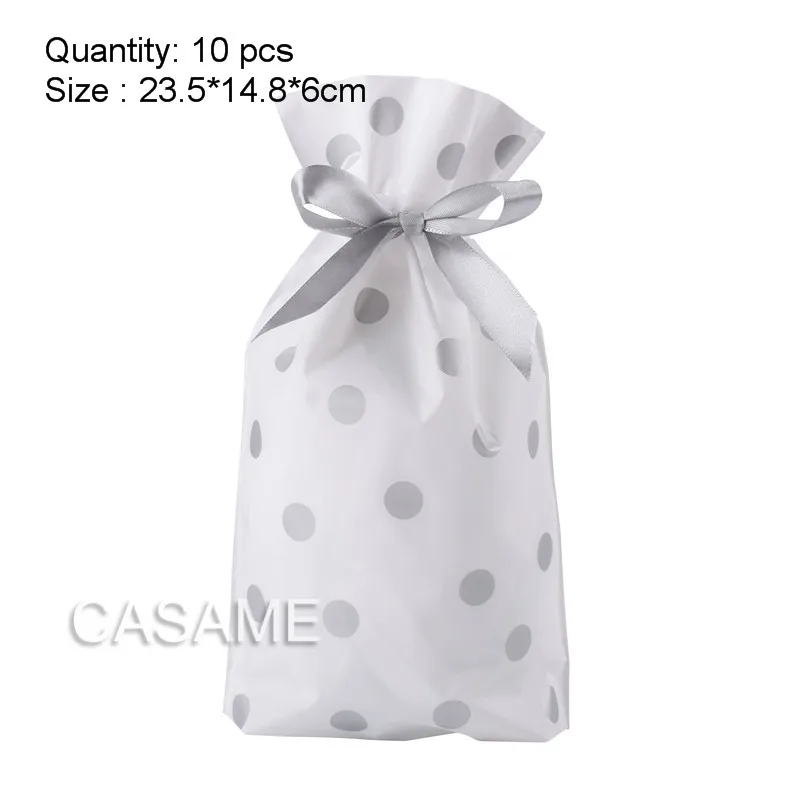10 pcs silver dot Подарочная коробка, коробка для конфет, крафт-пакет, бумажные Золотые сумки с принтом, бумажные мешки для украшения дня рождения, свадьбы, ленты из фольги - Цвет: 10 pcs silver dot