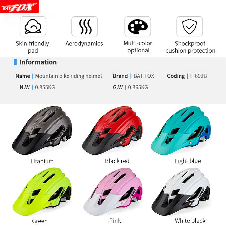 

BATFOX Bicycle Helmet 2019 Newest Ultralight Integrally-molded Cycling Helmet For MTB Road Bike Helmets Casco Ciclismo