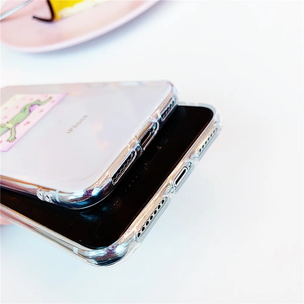 Прозрачный мягкий чехол для телефона IPhone X XS Max XR милый лягушка Модный 7 8 6 6s Plus