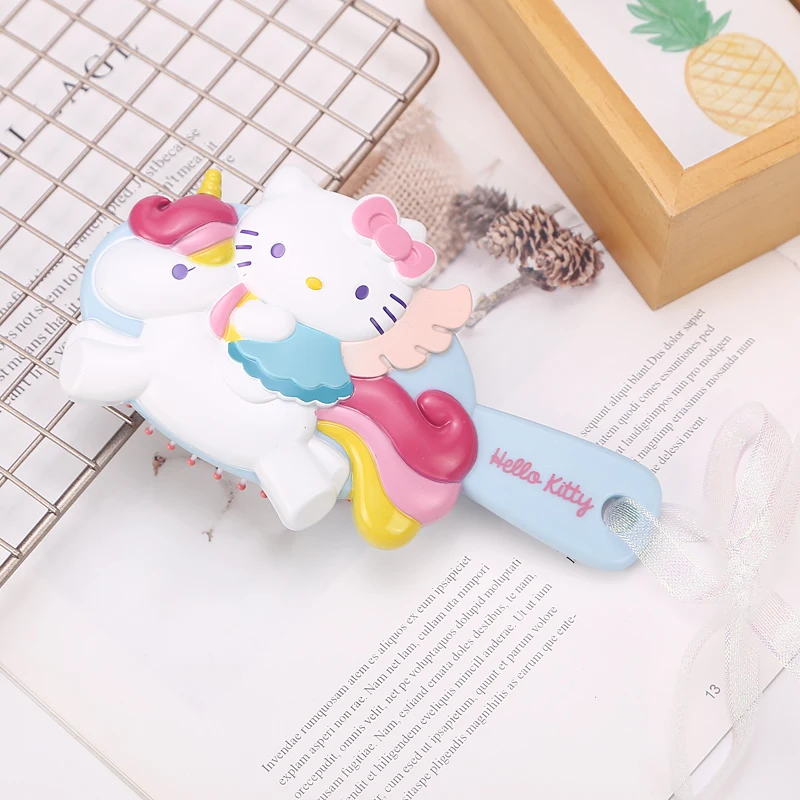 Единорог hello kitty Детская щетка для волос расческа Антистатическая воздушная ячейка красный розовый портативная расческа мультипликационный массажный инструмент милый Q Антистатическая