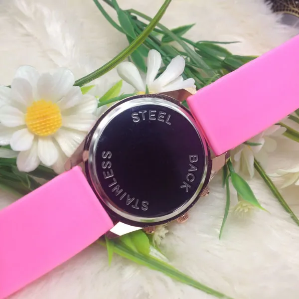 Черный силиконовый Повседневные часы для Для женщин Роскошные Relogio feminino женские